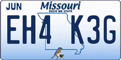 MO license plate EH4K3G