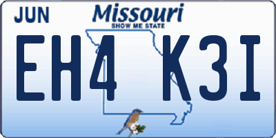 MO license plate EH4K3I