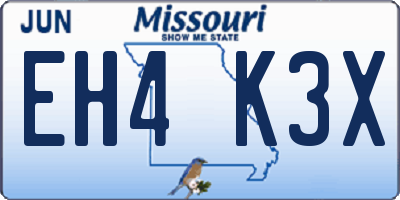 MO license plate EH4K3X