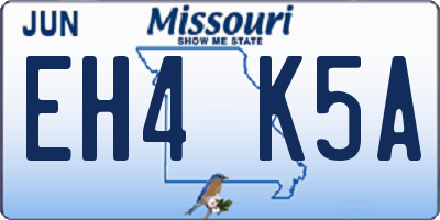 MO license plate EH4K5A