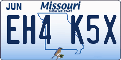 MO license plate EH4K5X