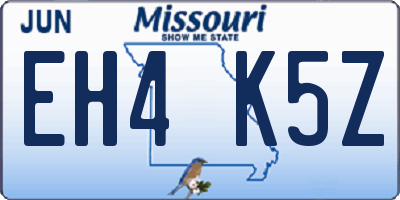 MO license plate EH4K5Z