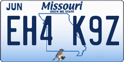 MO license plate EH4K9Z