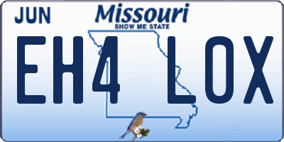 MO license plate EH4L0X
