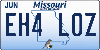 MO license plate EH4L0Z