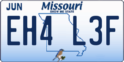 MO license plate EH4L3F