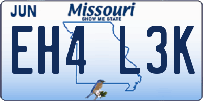 MO license plate EH4L3K