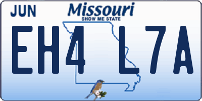 MO license plate EH4L7A