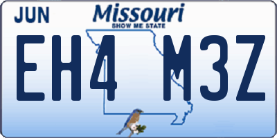 MO license plate EH4M3Z