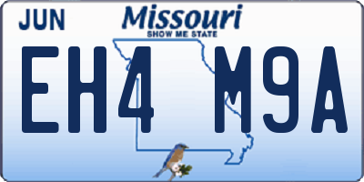 MO license plate EH4M9A