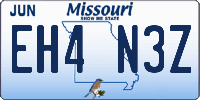 MO license plate EH4N3Z