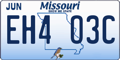 MO license plate EH4O3C