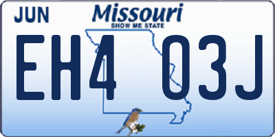 MO license plate EH4O3J