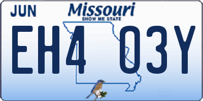 MO license plate EH4O3Y