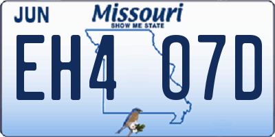 MO license plate EH4O7D