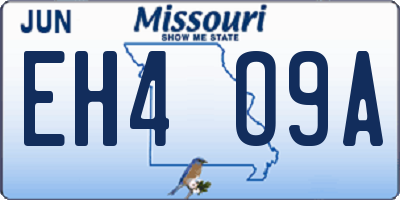 MO license plate EH4O9A