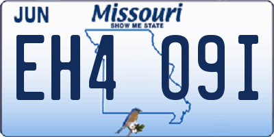MO license plate EH4O9I