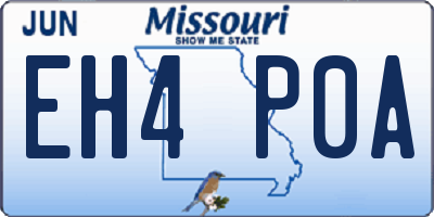 MO license plate EH4P0A