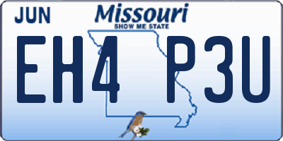 MO license plate EH4P3U