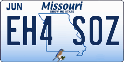 MO license plate EH4S0Z