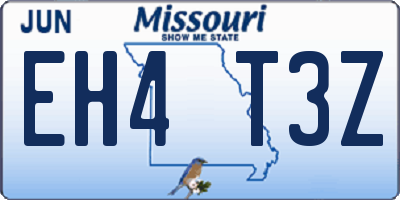 MO license plate EH4T3Z