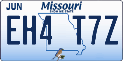 MO license plate EH4T7Z