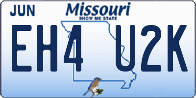 MO license plate EH4U2K