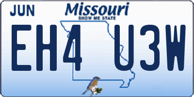 MO license plate EH4U3W