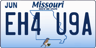 MO license plate EH4U9A