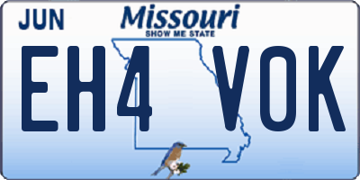 MO license plate EH4V0K
