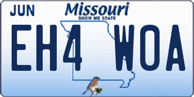 MO license plate EH4W0A