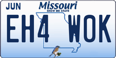 MO license plate EH4W0K
