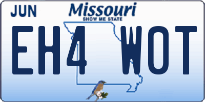 MO license plate EH4W0T