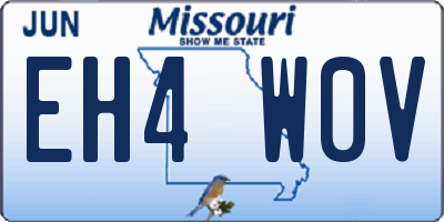 MO license plate EH4W0V
