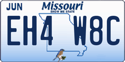 MO license plate EH4W8C