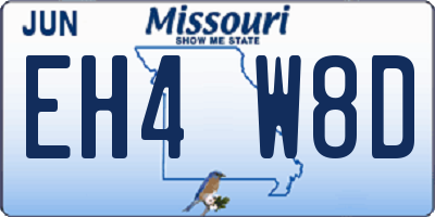 MO license plate EH4W8D