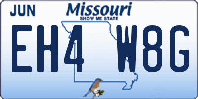 MO license plate EH4W8G