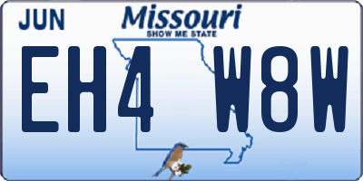 MO license plate EH4W8W