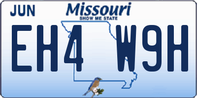 MO license plate EH4W9H