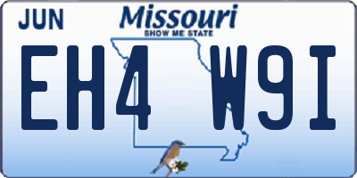 MO license plate EH4W9I
