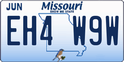 MO license plate EH4W9W