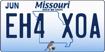 MO license plate EH4X0A