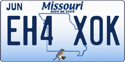 MO license plate EH4X0K