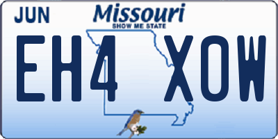 MO license plate EH4X0W