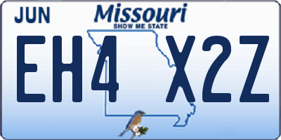 MO license plate EH4X2Z