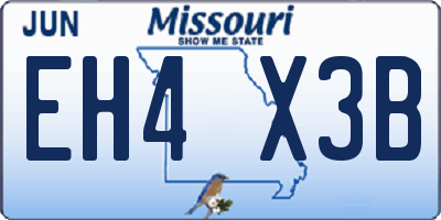 MO license plate EH4X3B