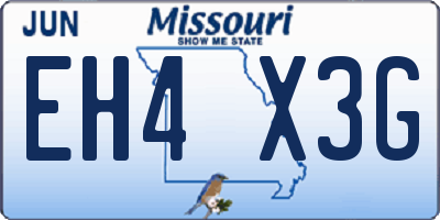 MO license plate EH4X3G