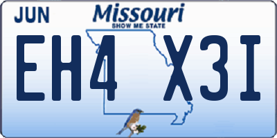 MO license plate EH4X3I