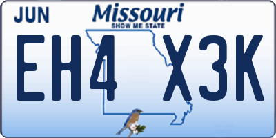 MO license plate EH4X3K