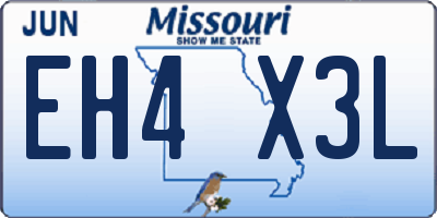 MO license plate EH4X3L